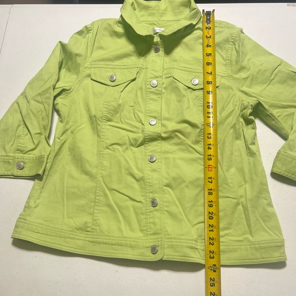 Christopher & Banks Women’s Large Lime Green Jacket/Shirt 3/4 Sleeve - Picture 5 of 7